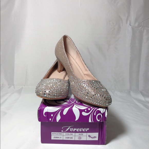🌽3 /$ 30🌽Womens Heel champagne Rhinestone… - Picture 2 of 8